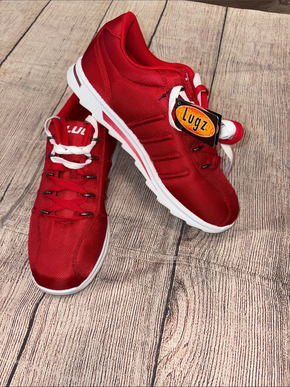 😍 NWT Lugz Men’s Red Athletic Sneakers with White Soles